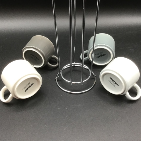 Harvey West Stacking Assorted Ceramic Espresso Cups With Stand Set of 4 - Picture 7 of 9